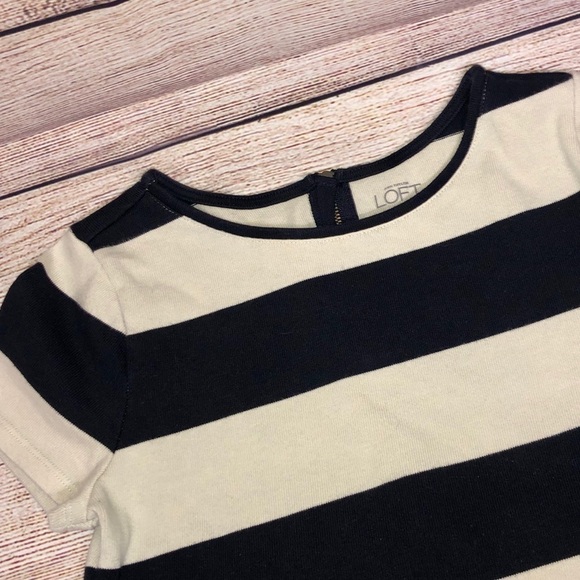 LOFT Cream and Black Striped Top - Picture 2 of 4